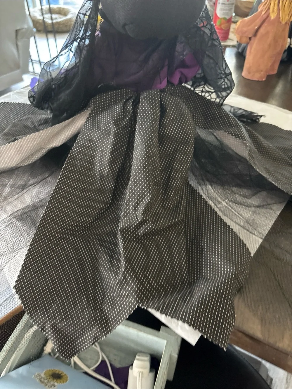 Adorable Large Green Witch Shelf Sitter With Pet Spider.  Hanade